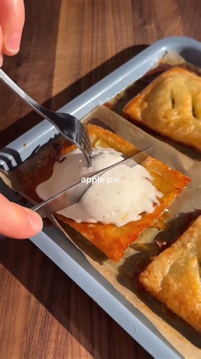 Plant Based Recipe on Instagram: "Upside Down Apple Tarts By @itsvegansis Ingredients 2 apples, thinly sliced (Granny Smith or Honeycrisp work well) 5 tbsp agave syrup (or dates/maple syrup) 1 sheet vegan puff pastry, thawed (regular or gluten-free) Vegan Egg Wash 2 tbsp plant milk 1 tbsp agave syrup (or dates/maple syrup) To Serve Vegan vanilla ice cream Directions Peel the apples and slice them into even sections. Remove the cores and cut each section into thin slices. Arrange the slices into