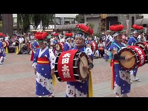 さんさ伝承会太田太鼓「2017盛岡さんさ踊り」 盛岡駅 滝の広場