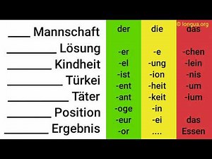 Artikel, der die das, Endungen, er el ist ent ant oge, e ung heit keit in ei, chen lein nis um ium,