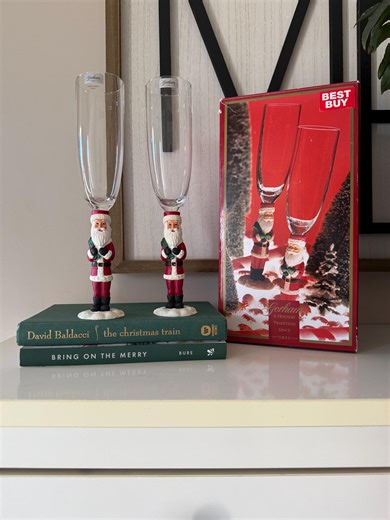 Gorham Santa Champagne Glasses Set of 2 | Holiday Stemware | Christmas Flutes With Original Box - Etsy
