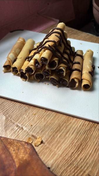 Crispy Vanilla Wafer Rolls That Melt in Your Mouth! | Easy Homemade Wafer Roll #shortvideo