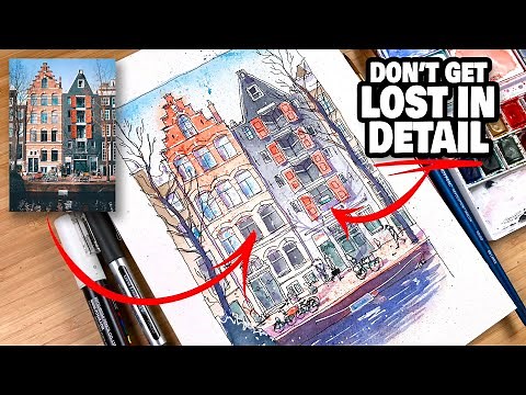 URBAN SKETCHING loose ink & watercolor tutorial | Easy Step by Step Process