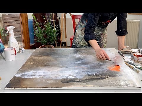 Big canvas Abstract acrylic painting techniques - WOW effects - Layering - Structure