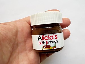 Personalized Adult Birthday Party Favors • Custom Name Favors • Mini Nutella Jars • Personalized Favors • 60th Birthday Favors • 55th 45th - Etsy