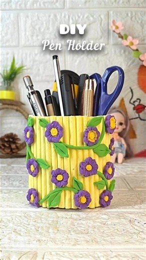 DIY Aesthetic Pen Holder | Handmade desk Organizer #shorts #viral #trending #viralreels #craft #art