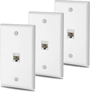 3-Pack Ethernet Wall Plate Outlet, Single Gang Matte Keystone Wall Plate with RJ45 Keystone Coupler, White
