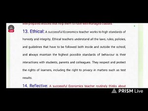 Characteristics of a Successful Economics Teacher (4.1 Eco)