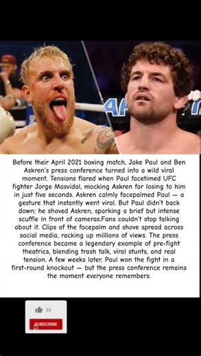 The press conference became a legendary example of pre-fight theatrics#jakepaul#benaskren