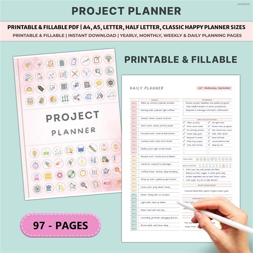 Project Planner Printable | Task Timeline Management Tracker | to Do List Goal Productivity A4 A5 Bundle - Etsy