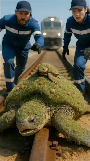 Train Coming! Saved Leatherback Mom & Baby on Tracks! 🥺#wildliferescue #TurtleRescue #rescuestory