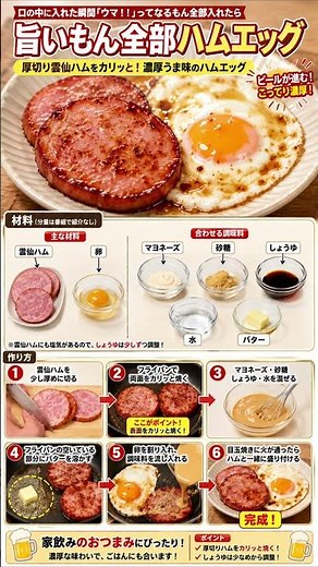 The beer just keeps flowing! Thick-cut Unzen ham is so delicious, it's all ham and eggs.