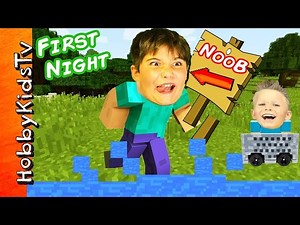 Minecraft HobbyNOOB First Night! HobbyKids Find Toys in Video Game   HobbyDad Werewolf HobbyKidsTV - Videos For Kids