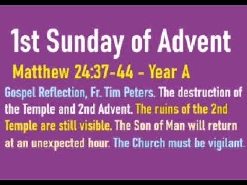 Matthew 24:37-44: The 1st Sunday of Advent: Gospel Reflection, Year A, Fr. Tim Peters