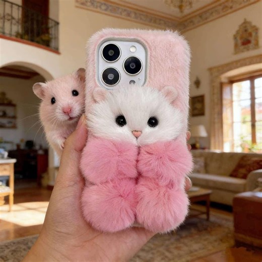 Faux Fur Mouse Phone Case for iPhone 17 16 15 Pro Max, Handmade Fluffy Animal Cover, Cute Mouse Gift - Etsy