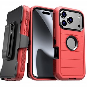Apple iPhone 17 Pro Max Defender Case - Red Black