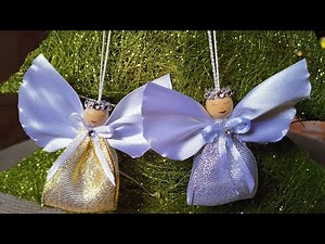 Kanzashi Ribbon Angels / Kanzashi Christmas Angel/ Easy to make hanging Christmas tree decoration
