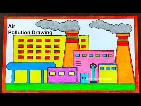 air pollution drawing - factory drawing in easy steps | science project academy