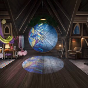 Digital illustration of room Wednesday from movie/ fan art