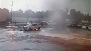 FULL STORY >> http://bit.ly/2n550rn WOW! This surveillance camera footage came from a business in Lafayette. Can you guess how much that car weighs? | WAFB Channel 9