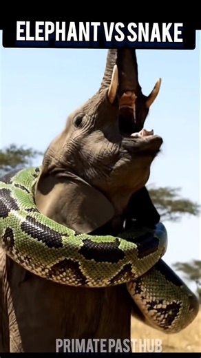 Elephant Fights Back: Epic Clash with a Giant Snake