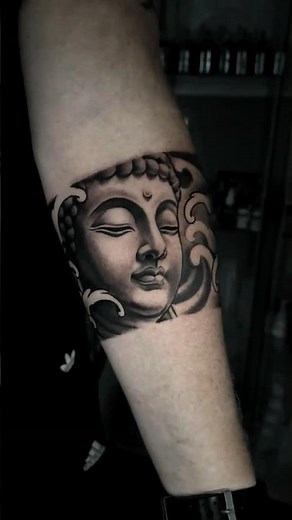 🧘‍♂️ Realistic Buddha Armband Tattoo | Japanese Lotus Forearm Design 🌸