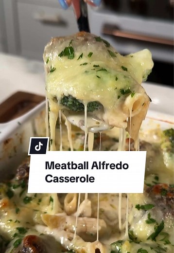 Meet the easiest dinner you're going to make all week: No-Peek Meatball Alfredo Casserole! 🧡 🍽️ No boiling, no fuss—just pure comfort in a bowl. Keep reading or click the link in the @allrecipes bio to get the full recipe! Ingredients: 6 ounces uncooked protein penne pasta 12 ounces frozen fully-cooked meatballs 3 ounces frozen broccoli florets, chopped 3 ounces frozen mushroom medley 1 (15 ounce) container refrigerated Alfredo sauce 3/4 cup half-and-half Italian seasoning, to taste 1/2 cup sh