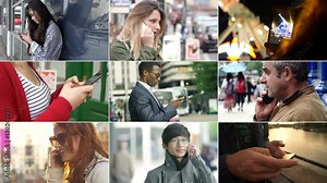people using smart phone or having a call with a mobile phone