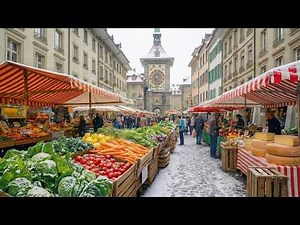 Morning Farmers Market in Bern 🇨🇭 | Walking in Switzerland’s Most Beautiful City