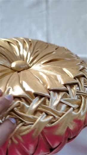 Handmade Gold Satin Pintuck Pillow, Art Deco Round Cushion, Interior Decor Pillow, Decorative Gift for Mom - Etsy