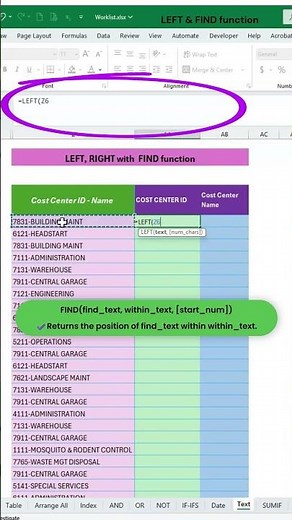 How to Extract Substrings in Excel with LEFT and FIND