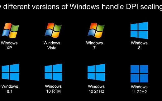 不同的 Windows 系统如何处理缩放？