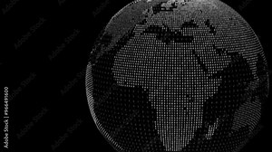 planet earth made of binary numbers 3d animation loop. Can be used to represent big data of virtual reality, wireless technology telecommunications or ransomware cyber attack database