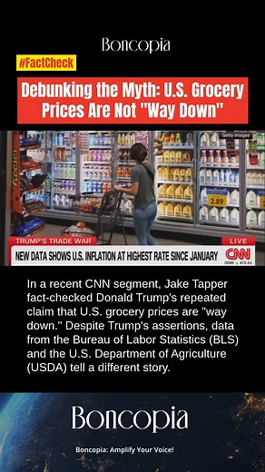 Debunking the Myth: U.S. Grocery Prices Are Not "Way Down" In a recent CNN segment, Jake Tapper fact-checked Donald Trump's repeated claim that U.S. grocery prices are "way down." Despite Trump's assertions, data from the Bureau of Labor Statistics (BLS) and the U.S. Thank Department of Agriculture (USDA) tell a different story. As of September 2025, food-at-home prices have risen by 2.7% year-over-year, with an overall food price increase of 3.0% predicted for the year. This contradicts Trump's