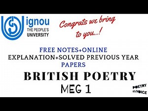 British Poetry | MEG 1 IGNOU | Free Notes + online explanation + solved assignments