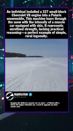 An individual installed a 327 small-block Chevrolet V8 engine into a Polaris sno...