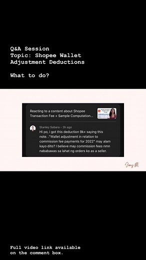 SAAN GALING? Shopee Wallet Adjustment Commission Fee Deductions? Anong gagawin? 👉https://youtu.be/XQE1-LF4qkQ | Jeny M