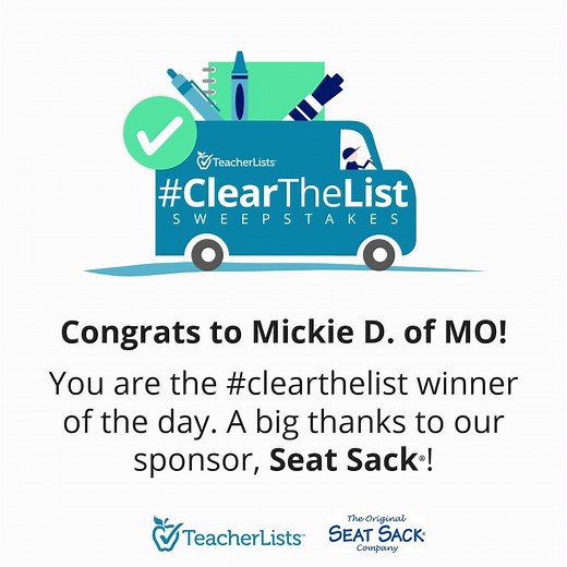 A huge shoutout to Mickie D. from Missouri! 🎉 Her classroom is today’s Clear The List recipient, made possible by SEAT SACK! We’re celebrating incredible teachers all month long by clearing classroom wish lists every single day through November 25! Want your list to be next? ➡️ Enter here: https://hubs.ly/Q03NK8HZ0 Follow along for daily winner shoutouts and help spread the love to other deserving teachers! 🫶 #teacherlistsclearthelist #thankyouteachers #clearthelist #teachergiveaway #classroom