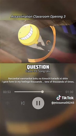 Question - Class 3-E Song Unit | Assassination Classroom Opening 3 #anime #opening #songlyrics #assasinationclasrooom #fyp
