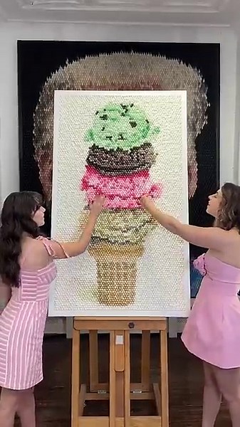 I turned thousands of mini scoops into one giant ice cream artwork
