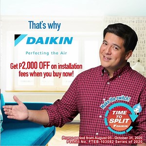 It's time to switch and split to Daikin's split-type aircons that give you more than just efficient cooling! With features like Intelligent Eye, that adapts the unit's cooling to specifically suit your needs, our split-type aircons give your family a comfortable and cozy home environment. Go to daikin.com.ph/dealer-locator to find a Daikin Authorized Dealer near you and get as much as P2,000 off on installation fees! See complete promo mechanics here: http://bit.ly/DaikinTimeToSplitPromo #TimeTo