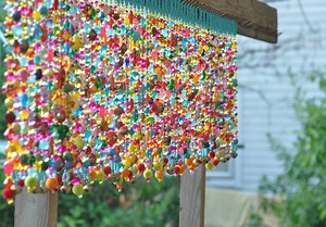 Colorful Glass Beaded Window Valance: Boho Sun Catcher With Bells - Etsy