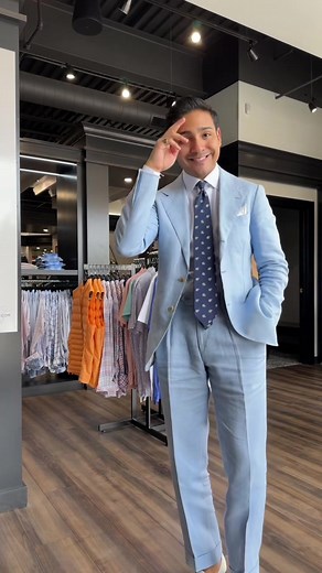 Elegant Sky Blue Linen Suit for Men