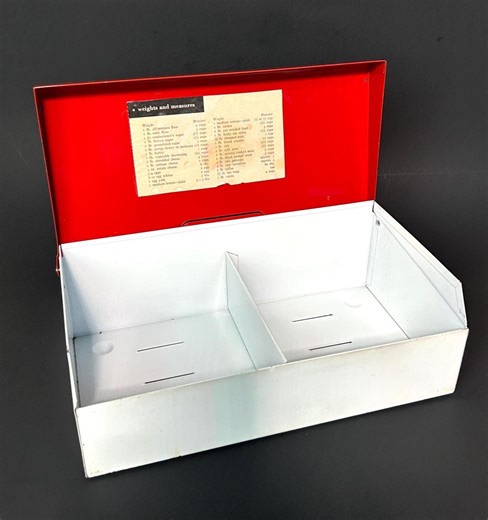Vintage Two-section Metal Recipe Box With Red Lid: (10.5"x5.75"x3.5") - Etsy