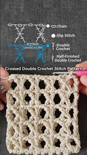 Crossed Double Crochet Stitch Pattern Crochet Chart.🚫Video:No re-uploads, commercial use, remixes.