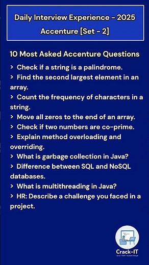 Top Accenture Interview Questions 2025 (Freshers + Experienced) - Set 2 #ytshorts #shorts