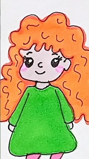 How to draw a cute cartoon girl| Step by step drawing for kids #shorts #kids #cartoon #kids