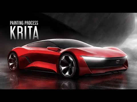 Krita : Concept Car / Automotive Illustration ( Digital Painting Timelapse / Speed Painting)