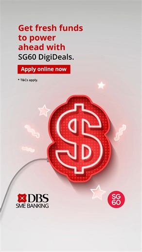 From now till 30 Sep 2025, power ahead with SG60 DigiDeals with 60% off processing fees for DBS Working Capital Loan. Apply now: https://go.dbs.com/4ksDrBg | DBS