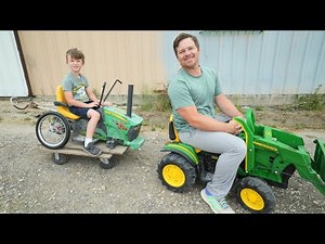 Playing on the farm with all of our kids tractors and real tractors | Tractors for kids