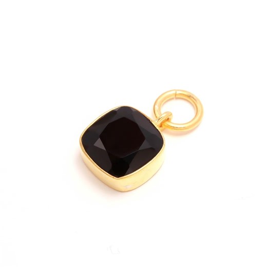 Natural Black Onyx Cushion Charm Pendant, 14k Gold Vermeil Chakra Jewelry - Etsy
